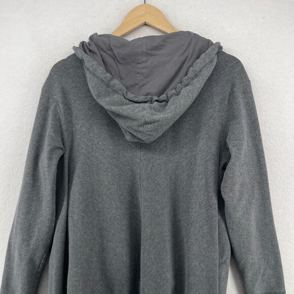 EILEEN FISHER Jacket M Stretch Organic Cotton Hoodie Full Zip Asymmetric Gray - Picture 4 of 15